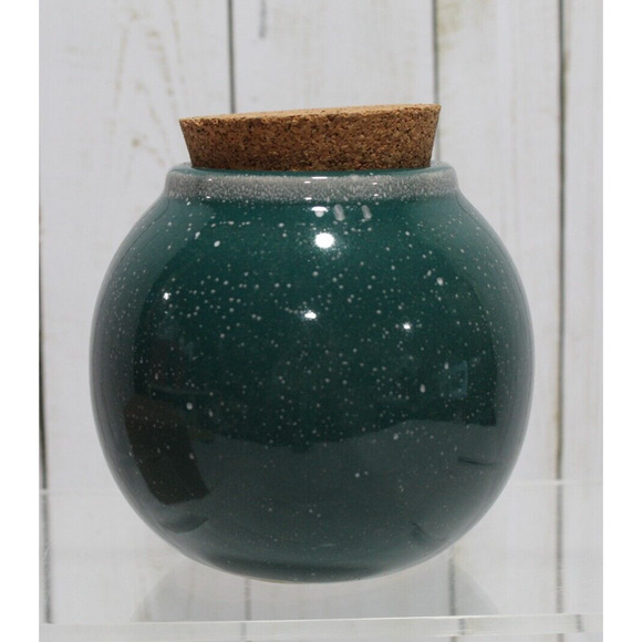 Muddy Waters Pottery Word Jar - Party Money - Green w/cork Top Handmade - New - Picture 4 of 7